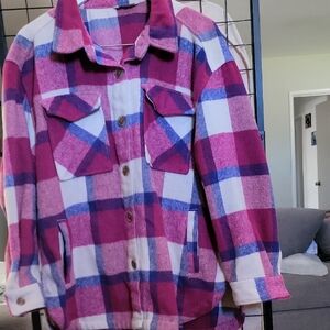 MEMBER'S MARK WOMEN'S PLAID BUTTON FRONT SHACKET~MULTIPLE COLOR & SIZE XL